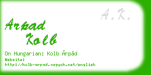 arpad kolb business card