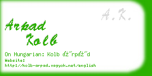 arpad kolb business card